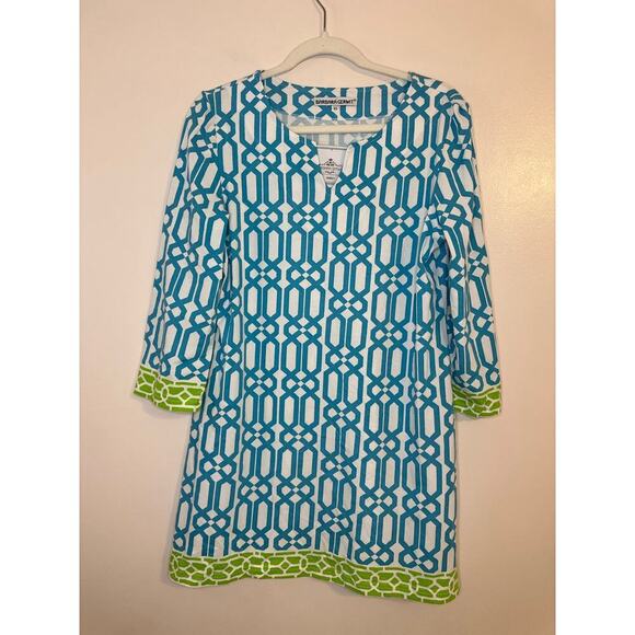 NWT Barbara Gerwitt V-Neck 3/4 Length Sleeve Aqua Lime Lattice Tunic Size XL - Picture 3 of 10